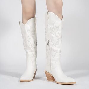 Classic Western Cowboy Boots for Women - Knee High Wide Calf Cowgirl Boots